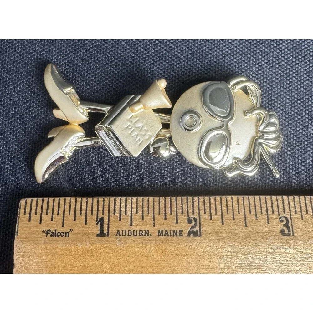 American Jewlery Company AJC Gold Tone Bobble Head Teacher Brooch